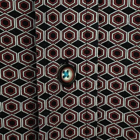 ButterCloth Button Front Shirt Mens Large Geo Commuter Office Career Flip Cuff - Picture 5 of 8